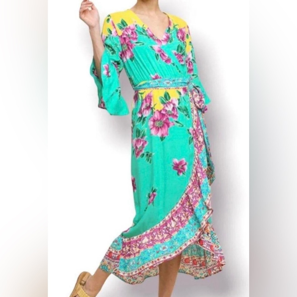 Umgee Boho floral wrap dress